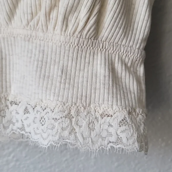 NWT Aerie Ribbed Eyelash Lace Trim Longline Bralette, Small, Color Heather Frost - Picture 8 of 13